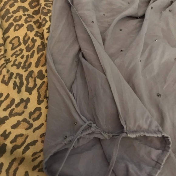 Robert Rodriquez size small lilac sheer lined one shoulder top embellished - Picture 10 of 15